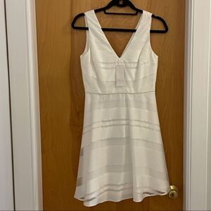 Erin Fetherson White Textured V-Neck Fit & Flare Dress